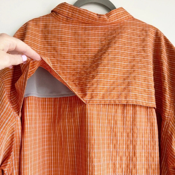Field & Stream Fishing Shirt Mens Size XXL Orange Plaid Short Sleeve Zipper - Picture 4 of 8